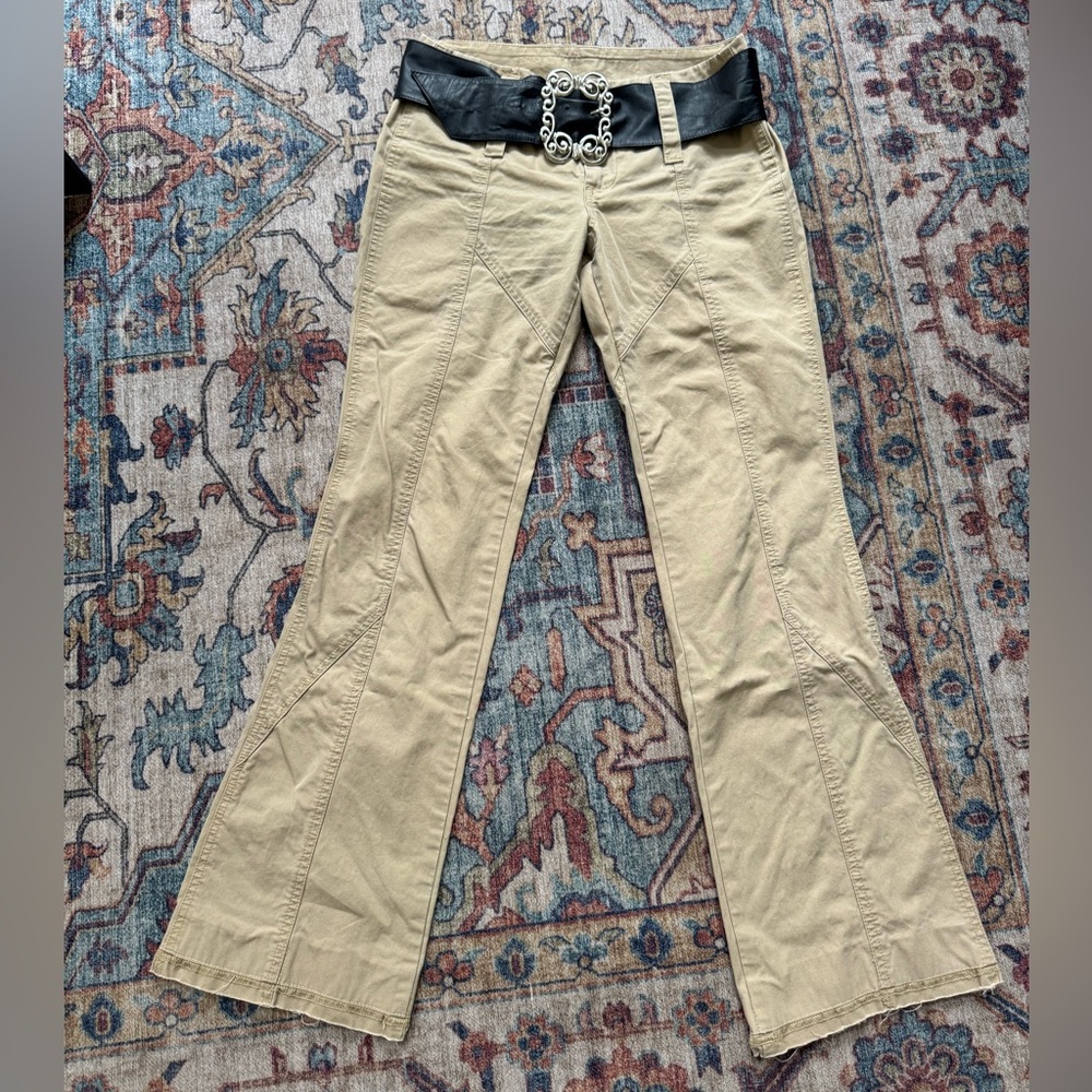 Vintage Diesel Low Rise Bootcut Khaki Pants Size 27 Y2K 00s 90s 2000sfashion